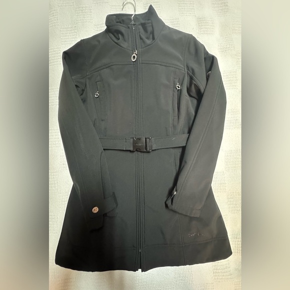 Calvin Klein Black Belted Trench Coat - Picture 10 of 15